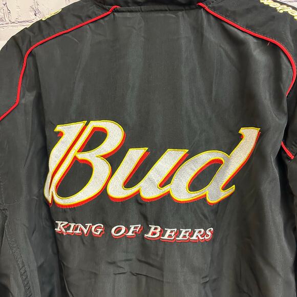 Dale Earnhardt Jr Budweiser NASCAR Racing Black Jacket Men's XL Vintage Y2K - Picture 9 of 10
